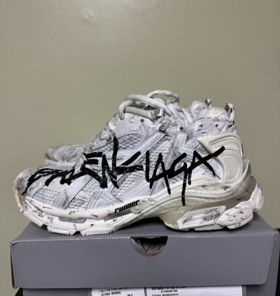 Balenciaga Black Graffiti painted Runners