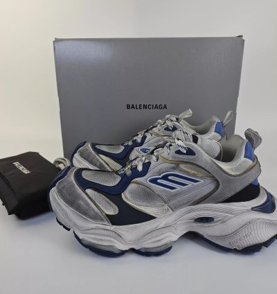 Balenciaga Cargo White Blue Low Top Sneakers New