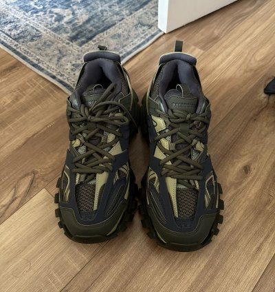 Balenciaga green and navy track runners