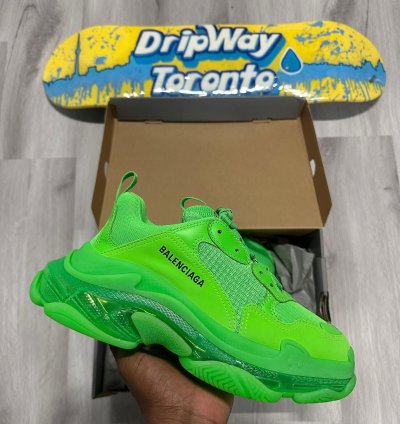 Balenciaga Green Clear Sole Triple Sneakers