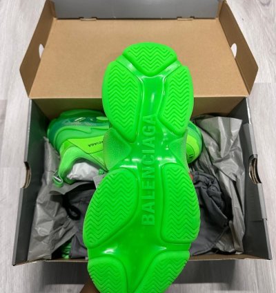 Balenciaga Green Clear Sole Triple Sneakers