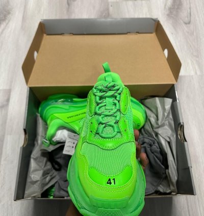 Balenciaga Green Clear Sole Triple Sneakers
