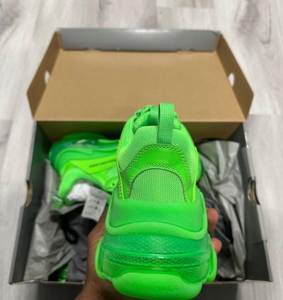 Balenciaga Green Clear Sole Triple Sneakers