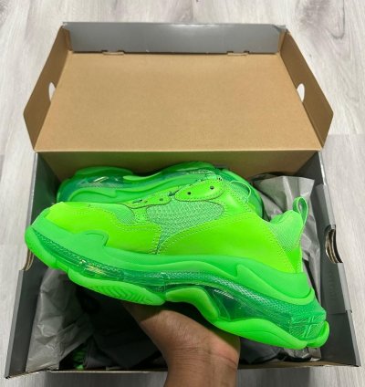 Balenciaga Green Clear Sole Triple Sneakers