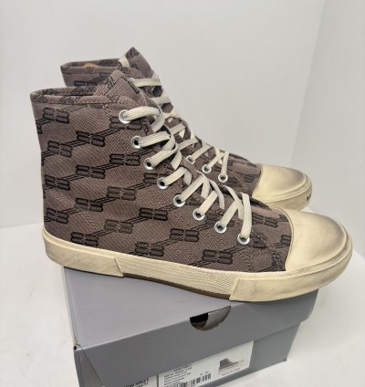 BALENCIAGA Paris BB Monogram Logo High-Top Sneaker Men Shoes