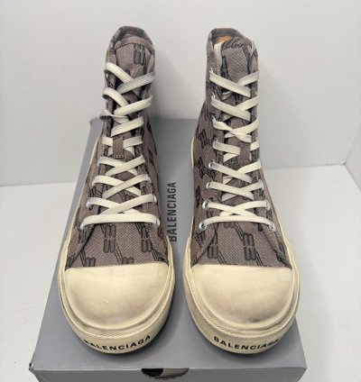 BALENCIAGA Paris BB Monogram Logo High-Top Sneaker Men Shoes