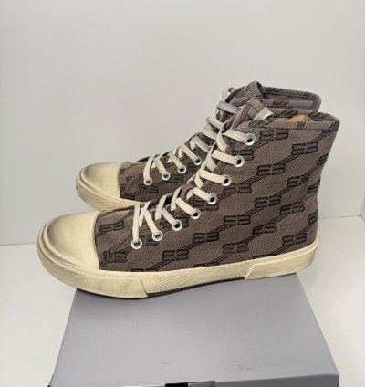 BALENCIAGA Paris BB Monogram Logo High-Top Sneaker Men Shoes