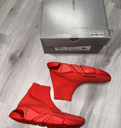 Balenciaga Red Speed Trainer Clear Sole