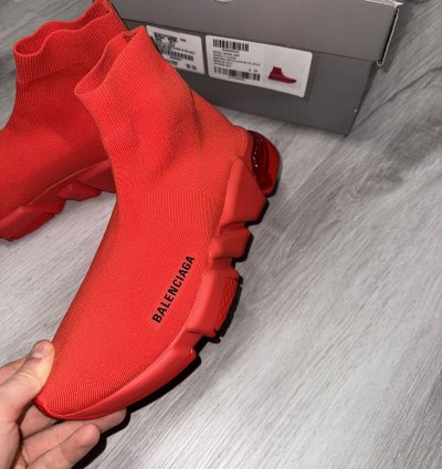 Balenciaga Red Speed Trainer Clear Sole