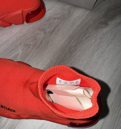 Balenciaga Red Speed Trainer Clear Sole