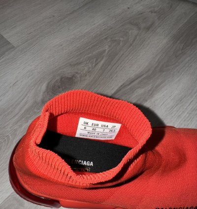 Balenciaga Red Speed Trainer Clear Sole