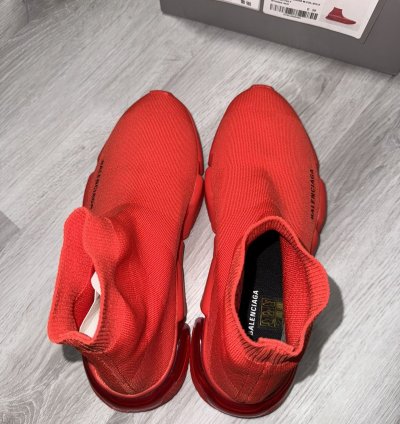 Balenciaga Red Speed Trainer Clear Sole