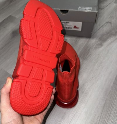 Balenciaga Red Speed Trainer Clear Sole