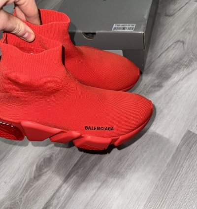 Balenciaga Red Speed Trainer Clear Sole