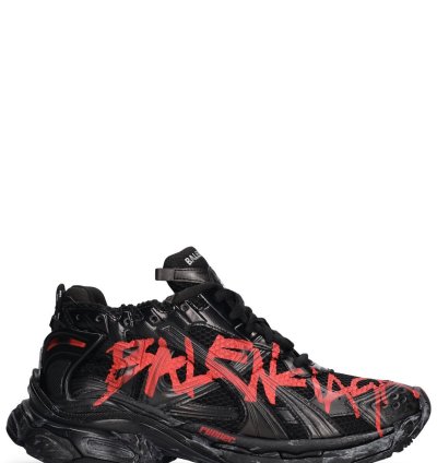 Balenciaga Runner Graffiti Black Red Low Top Sneakers New