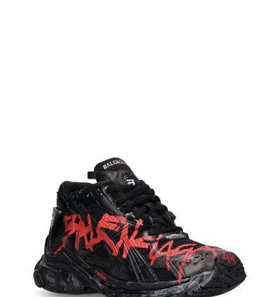 Balenciaga Runner Graffiti Black Red Low Top Sneakers New