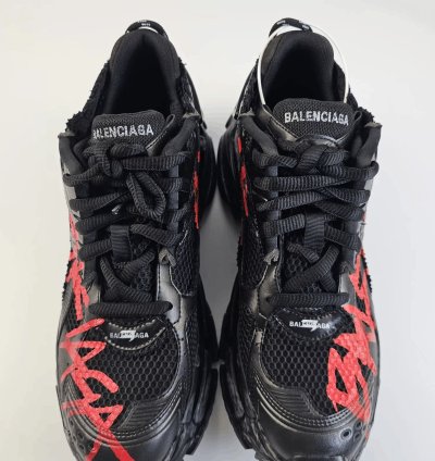 Balenciaga Runner Graffiti Black Red Low Top Sneakers New