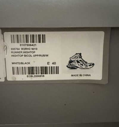 Balenciaga Runner High Top Sneaker Black White (40)
