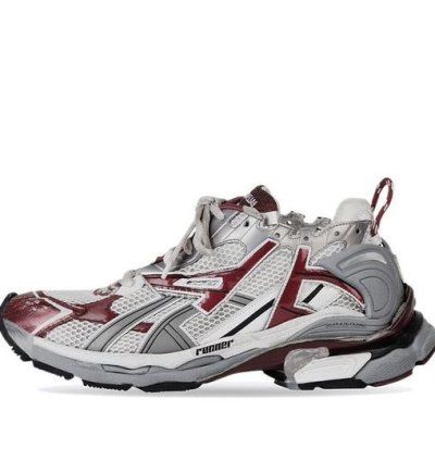 Balenciaga Runner Sneakers White Burgundy Mesh and Nylon