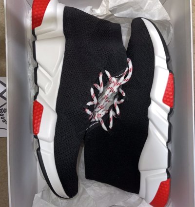 Balenciaga Speed Trainer Lace Up Black Red