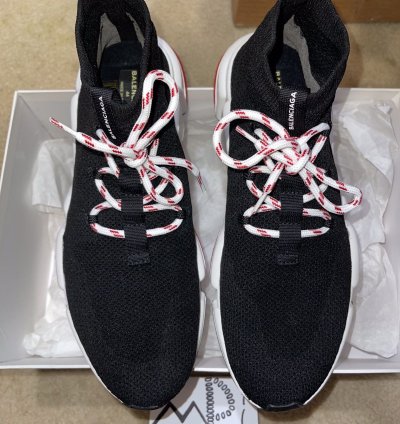 Balenciaga Speed Trainer Lace Up Black Red