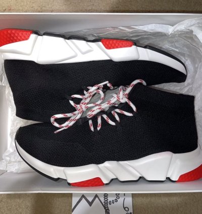 Balenciaga Speed Trainer Lace Up Black Red
