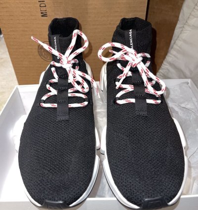 Balenciaga Speed Trainer Lace Up Black Red