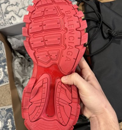 Balenciaga Track 3 Distressed Sneaker Red