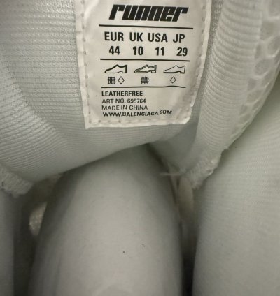 Balenciaga White Runner High Top Sneaker (44)