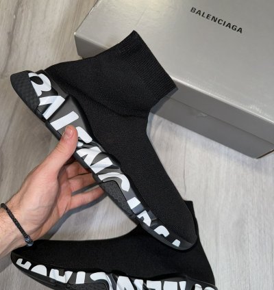 Black Graffiti Balenciaga Speed Trainers