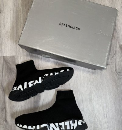 Black Graffiti Balenciaga Speed Trainers