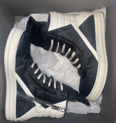 Black Rick Owens Pony Fur Geobaskets