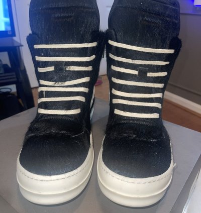 Black Rick Owens Pony Fur Geobaskets