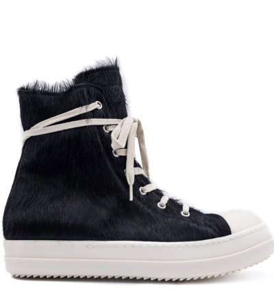BNWT AW22 RICK OWENS STROBE FUR HIGH TOP SNEAKERS 43