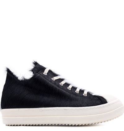 BNWT AW22 RICK OWENS STROBE FUR LOW LEATHER SNEAKERS 43