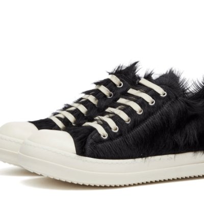 BNWT AW22 RICK OWENS STROBE FUR LOW LEATHER SNEAKERS 43
