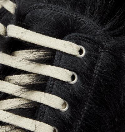BNWT AW22 RICK OWENS STROBE FUR LOW LEATHER SNEAKERS 43