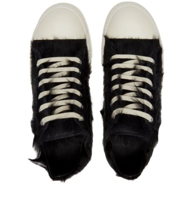BNWT AW22 RICK OWENS STROBE FUR LOW LEATHER SNEAKERS 43
