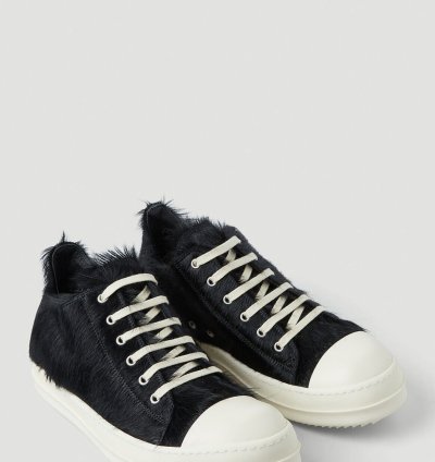 BNWT AW22 RICK OWENS STROBE FUR LOW LEATHER SNEAKERS 43