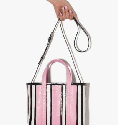 Balenciaga Small Barbes East West Striped Shopper Tote