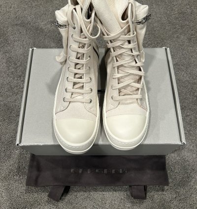 BRAND NEW Rick Owens DRKSHDW Ramones White Cargo High