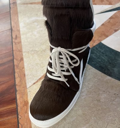 Brown Pony hair Rick Owens Geobasket