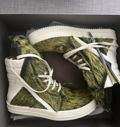 FINAL DROP Rick Owens FW23 Geobasket Long Pony Hair Green