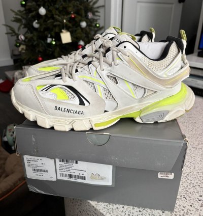 New Balenciaga Track Sneaker Worn Out White Fluo Yellow