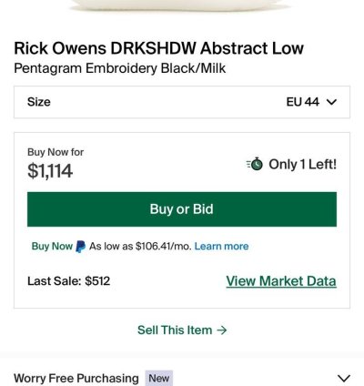 NEW Rick Owen Ramone Abstract Pentagram Size 44(11US)