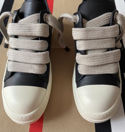 NEW Rick Owens Black Porterville Jumbo Laced Low Sneakers