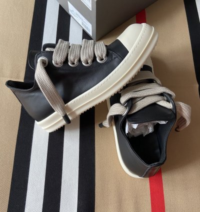 NEW Rick Owens Black Porterville Jumbo Laced Low Sneakers