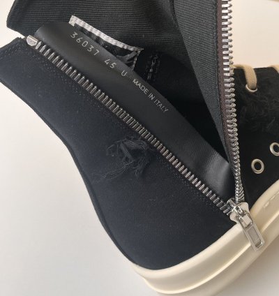 NEW Rick Owens Ramones High Slashed Denim Black Milk