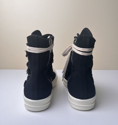 NEW Rick Owens Ramones High Slashed Denim Black Milk