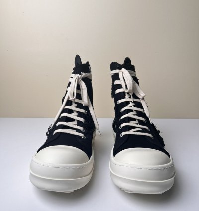 NEW Rick Owens Ramones High Slashed Denim Black Milk